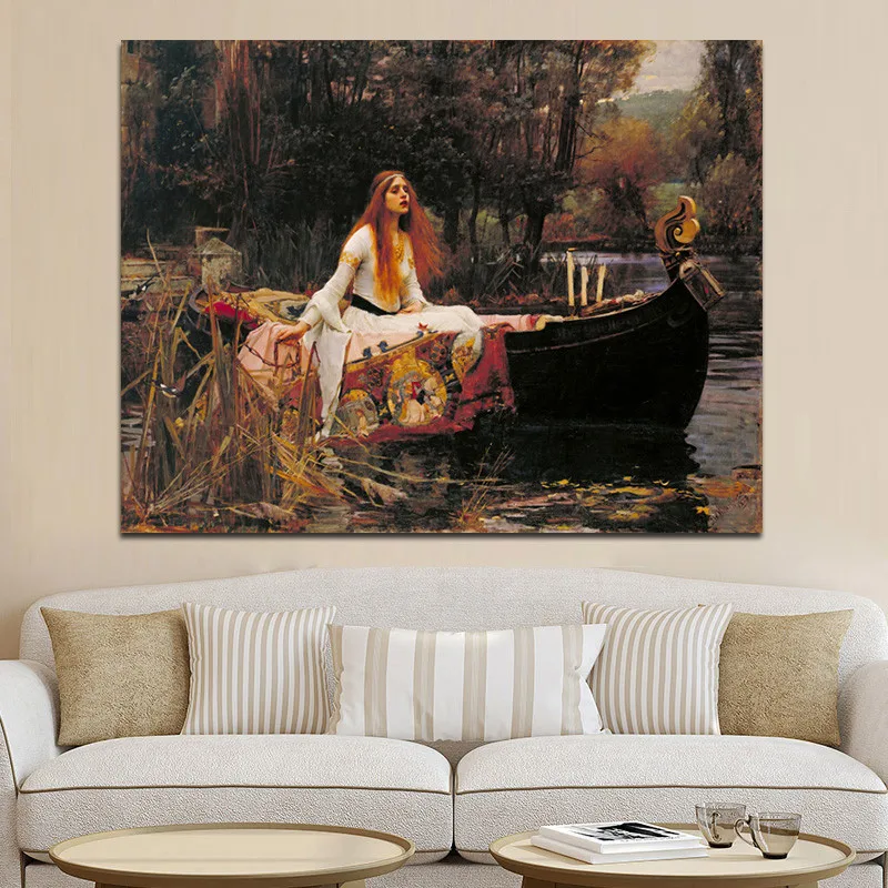 Platno Slikarstvo za Portret Dama Shalott | Nordijska style letnik plakatov in fotografij, stenskih grafikon za dnevno sobo